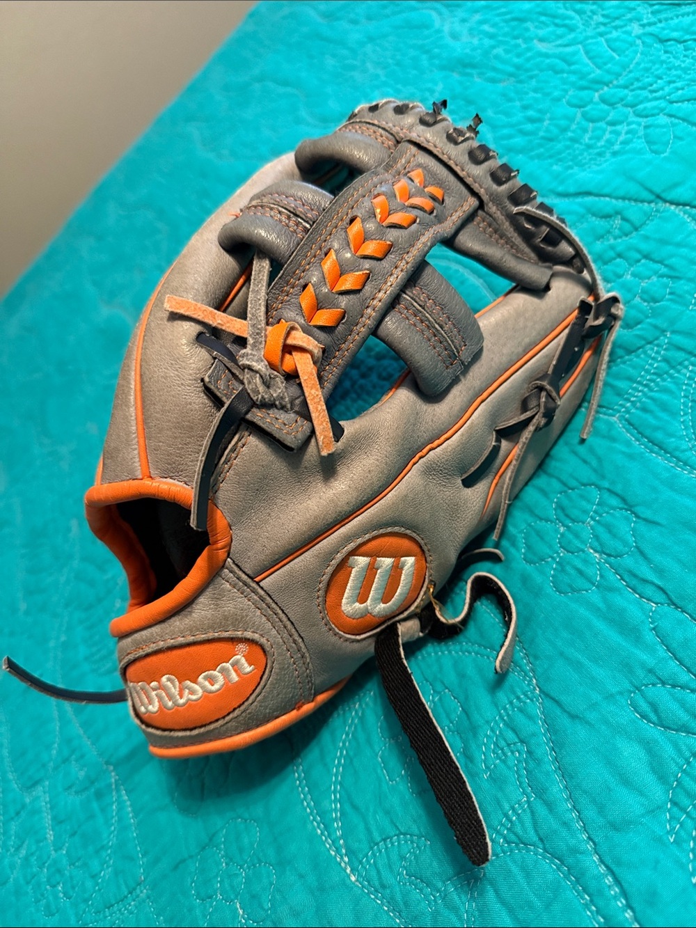 Wilson Gray and Orange Youth Baseball Glove